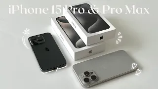 iPhone 15 Pro and Pro Max unboxing aesthetic | Black Titanium🖤 Natural Titanium🩶