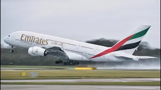 POWERFUL Emirates Airbus A380 Takeoff from Manchester Airport