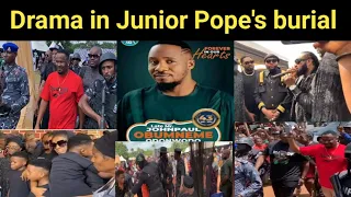 Zubby Michael attack at Junior Pope burial as Shina Rambo, Kcee, E-money storm burial ground