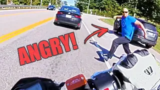 ANGRY MAN TRIES TO PUNCH BIKER | EPIC MOTORCYCLE MOMENTS | Ep.135