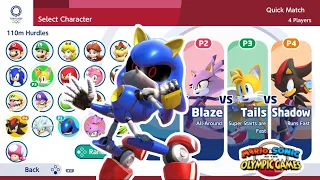 Metal Sonic VS Blaze VS Tails VS Shadow Gameplay (4 Players) | Mario & Sonic at Olympic Tokyo 2020