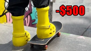 Skating the $500 MSCHF x Crocs Big Yellow Boot?!