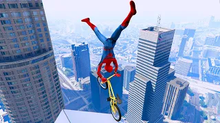 GTA 5 - Spiderman BMX Parkour Jumps Vol.54 (Euphoria Ragdolls)