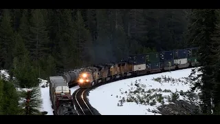 4K UHD: The Union Pacific's Donner Route: Union Pacific & Amtrak over Snowy Donner! 10-30-21