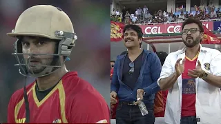 Venkatesh and Nagarjuna celebrating Sudheer Babu's massive shots vs Chennai Rhinos | Telugu Warriors