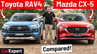 2022 RAV4 hybrid v CX-5 turbo (inc. 0-100) comparison. Can Toyota trump the Mazda?