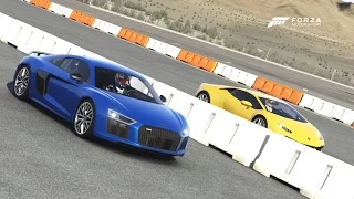 Forza 6 - Drag Race - Lamborghini Huracan vs Audi R8 V10 '16 ft ZemFlo!