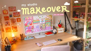 Art Studio Room Makeover (& tour )☁ cute workspace from home