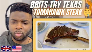 Brit Reacts To BRITS TRY TEXAS TOMAHAWK STEAK!