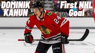 Dominik Kahun #24 (Chicago Blackhawks) first NHL goal Oct 11, 2018