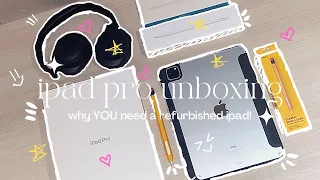 unboxing apple refurbished silver ipad pro 11’ 2020 + aesthetic customisation + accessories 🍄⭐️🌷