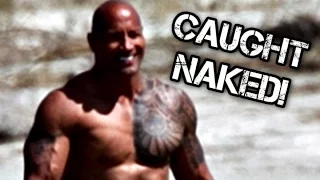 THE ROCK CAUGHT NAKED AT THE BEACH -  Showing off his muscles