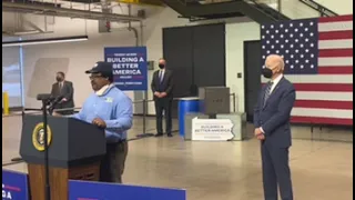 Steelworker Joseph "Jo Jo" Burgess introduces President Biden.