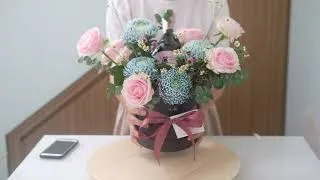 Florist Vlog #6 /  Making a Bloom Box feat. Wine / Fresh Flowers Arrangement