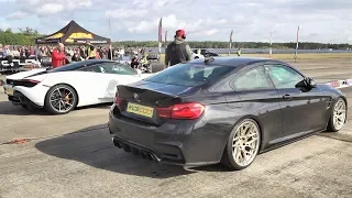 BMW M4 vs Audi RS6 vs Porsche 911 Turbo S vs Mercedes AMG GTR vs Mclaren 720s - Drag Race