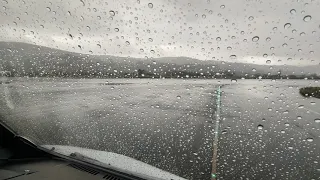 Bilbao LEBB rainy take off with sunny ending Airbus A320 time lapse.