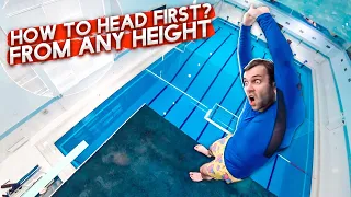 How to jump head first from ANY HEIGHT in swimming pool | Swan dive for beginners tutorial