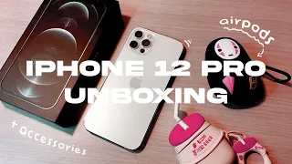 Silver iPhone 12 Pro + Airpods Unboxing with Accessories - Aesthetic ASMR 💕