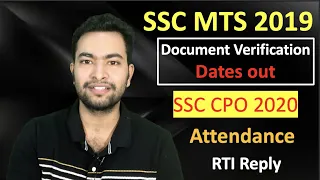 SSC MTS 2019 Document Verification Dates out| SSC CPO 2020 Total Attendance