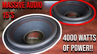 2 Massive Audio 15's @ .5ohm on 4000 watts!! Crazy Demo!!!