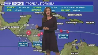 Tropical Storm Eta forms in the Caribbean Sea