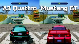 NFS Most Wanted: Audi A3 3.2 Quattro vs Ford Mustang GT - Drag Race