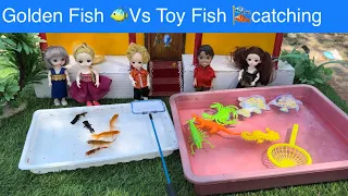 Golden Fish 🐠Vs Toy Fish catching #chuttibomma #chintuvideo #treehouse #classicminifood