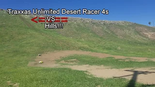 Traxxas Unlimited Desert Racer 4s Hill Climbs. UDR Race Uphill, Roll Down