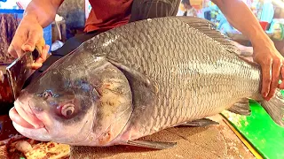 GIANT CATLA FISH CUTTING BY EXPERT FISH CUTTER - BANGLADESH FISH MARKET