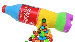 Satisfying Video | How To Make Rainbow Coca Cola Has M&M Candy with Kinetic Sand Cutting ASMR #362