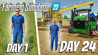 I spend 24 DAYS on Flat Map with 0$ Harvesting Fields | Farming Simulator 22