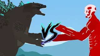 Godzilla VS Colossal titan|animation|fight|attack on titan vs monstervers