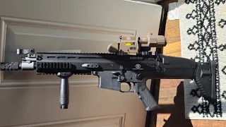 Cybergun FN Herstal Scar-L unboxing, orange tip removal, and testing with 11.1 lipo