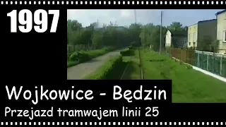 Wojkowice - Będzin. Przejazd tramwajem linii 25; 9.07.1997 r.