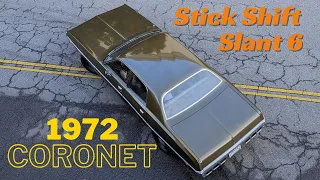 1972 Dodge Coronet Custom! Rare Slant Six Stick Shift! Obsolete Automotive Reviews Walkthrough Drive