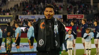 Stevie Mackey Sings the National Anthem at Yankee Stadium for New York City FC