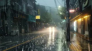 Walk in the Heavy Rain Wets Your Night. Relaxing Sound for Sleep Study Meditation. White Noise ASMR.