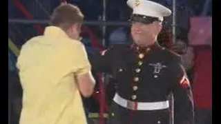 Marine surprises brother during Cedar Point Luminosity show