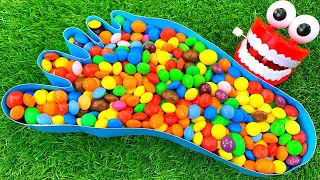 Oddly Satisfying Video l Glitter Foot Bathtub Full of Sweets with Glossy Slime Balls Cutting ASMR