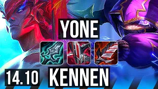YONE vs KENNEN (MID) | 7 solo kills, 48k DMG, 500+ games | BR Diamond | 14.10