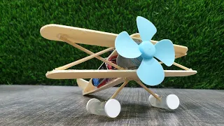 How To Make An Awesome Plane With DC Motor - Toy Popsicle Sticks DIY