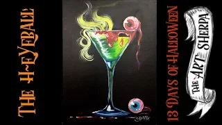 Creepy cocktail Beginner Acrylic Painting Step by step #13 Days of Halloween | TheArtSherpa