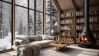 Snowy and Fireplace in the Cozy Winter Forest | Ambience for Stress Relief and Insomnia Relief