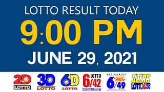 Lotto Results Today June 29 2021 9pm Ez2 Swertres 2D 3D 6D 6/42 6/49 6/58 PCSO