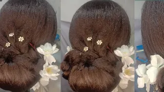 white flower hairstyles with reception hairstyle very pretty cute 🥰hairstyles looking just wow 😯2024