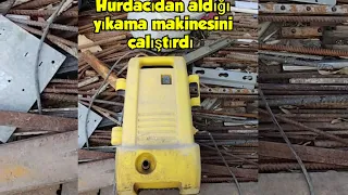 Hurdacıdan aldığı yıkama makinesini çalıştırdı, süper güçlü araba yıkama