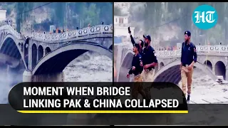 Bridge linking China crumbles in PoK as heatwave triggers flash floods | Watch