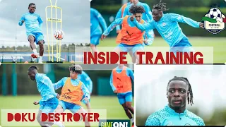 Jeremy Doku Getting Ready For fulham |MAN CITY INSIDE TRAINING | Doku First Man City training