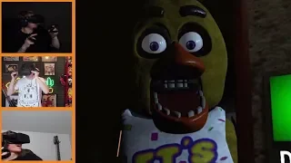 Let's Players Reaction To Getting Scared By Bonnie And Chica In VR | Fnaf VR Remake
