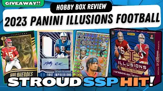 NEW RELEASE & GIVEAWAY!! 2023 Panini Illusions Football Hobby Box Review Football Cards Unboxing!